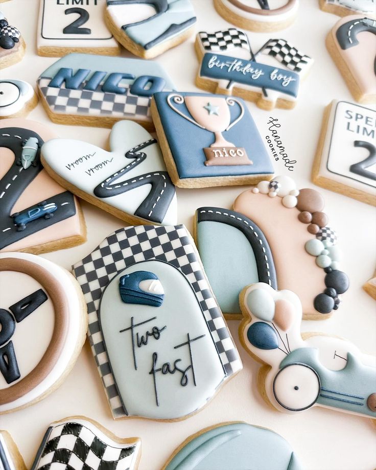 Vibrant Themed Cookie Designs with Intricate Icing for Celebrations and Birthdays