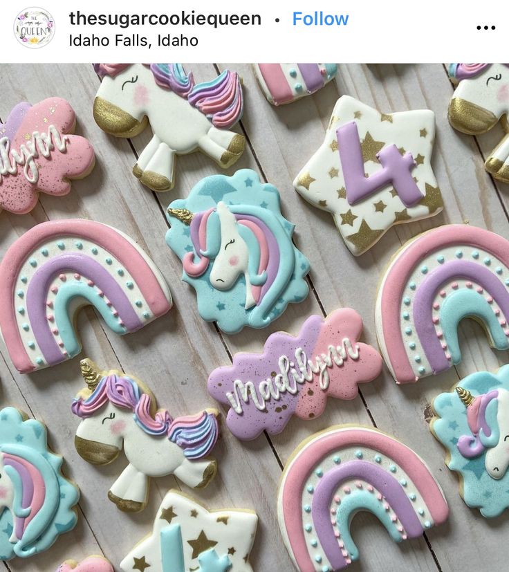 Whimsical Unicorn-Themed Cookies: A Colorful Delight for Birthday Celebrations.