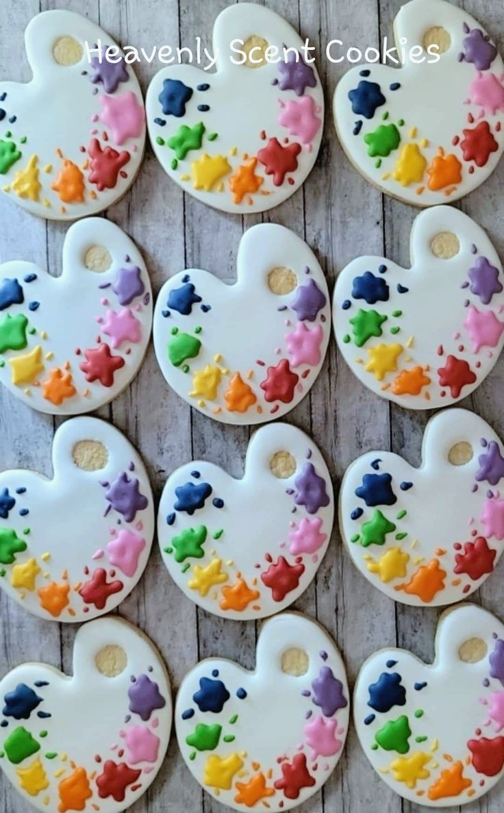 Artistic Cookie Palette Designs: Vibrant Shapes for Creative Celebrations.