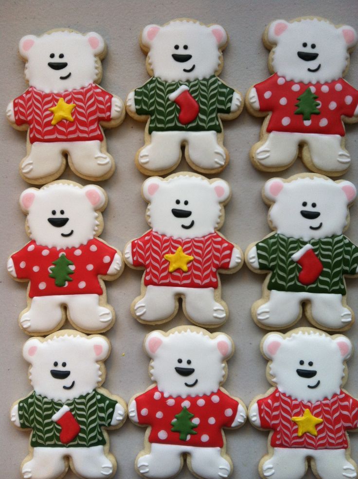 Festive Bear-Shaped Christmas Cookies: Whimsical Treats for Celebrations and Gifts.