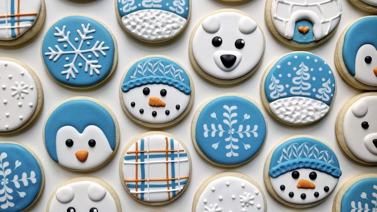 Festive Colorful Winter Cookies with Whimsical Designs