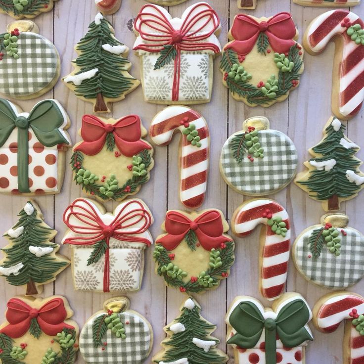 Cheerful Festive Holiday Cookies with Elegant Designs and Vibrant Accents