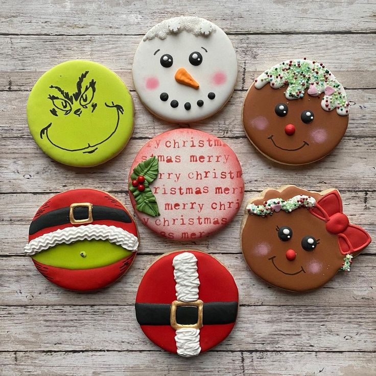 Whimsical Holiday Cookie Designs: Cheerful Characters and Vibrant Details.