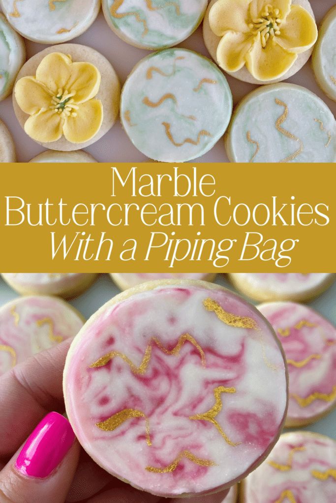 Delightful Pastel Marble Buttercream Cookies with Elegant Floral Designs.