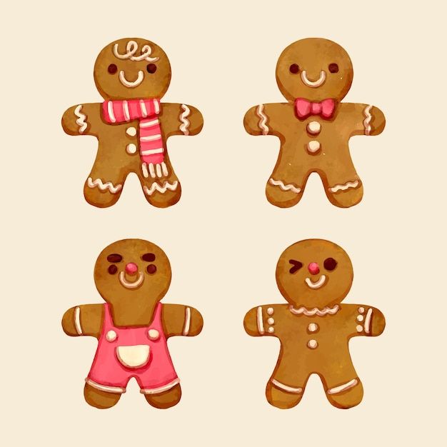 Festive Gingerbread Cookie Nail Art Designs with Cheerful Characters and Playful Accessories.