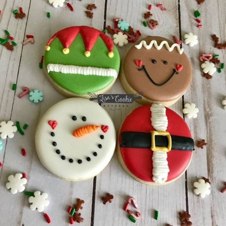 Whimsical Festive Cookies Adorned with Cheerful Holiday Characters and Vibrant Sprinkles