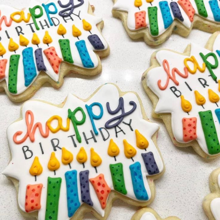 Vibrant Birthday Cookies with Festive Designs and Cheerful Themes.