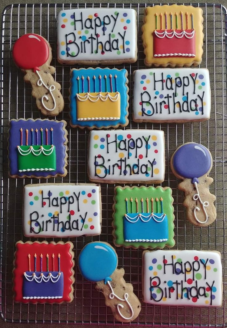 Festively Designed Colorful Birthday Cookies on Display