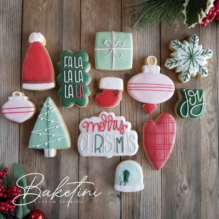 Festive Holiday Cookies: A Colorful Display of Christmas Treats with Icing Designs.