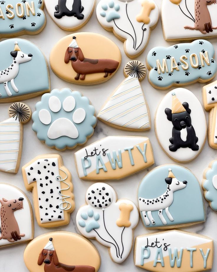 Playful Festive Dog-Themed Decorated Cookies for Cheerful Celebrations