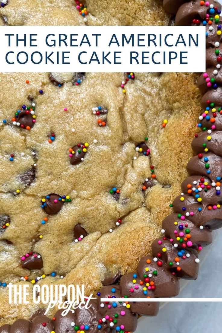 Irresistible Cookie Cake Topped with Colorful Sprinkles and Rich Chocolate Frosting.