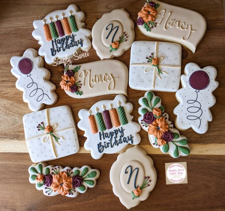 Artfully Arranged Colorful Birthday Cookies Celebrate Joy and Creativity.