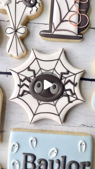 Whimsical Spider-Themed Cookie Designs Inspire Fun Halloween Nail Art.