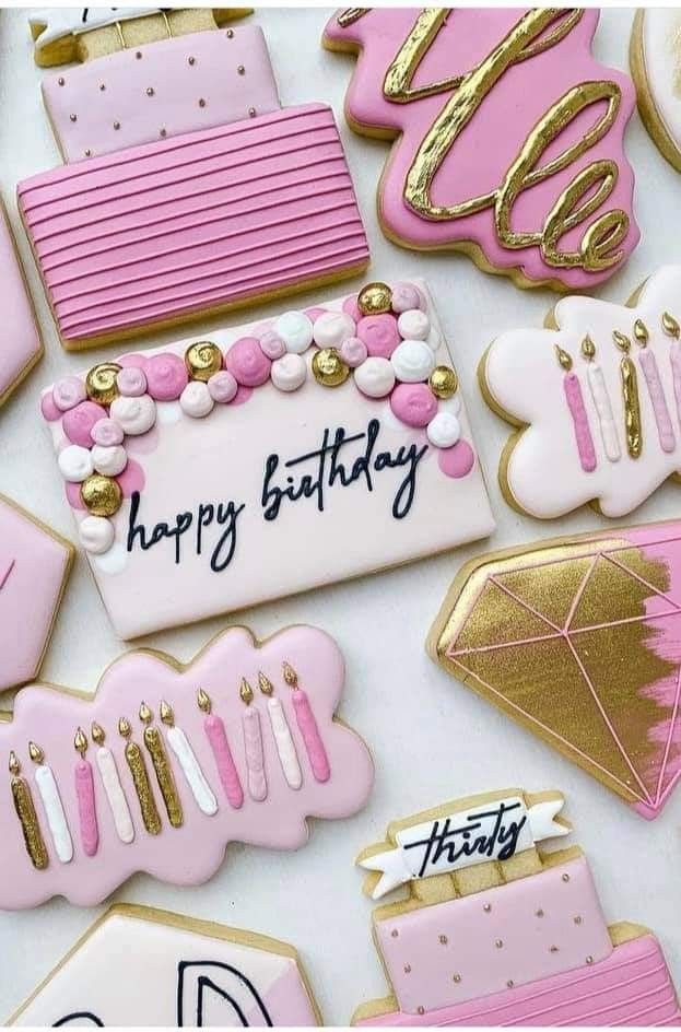 Vibrant Birthday Cookies Adorned with Pastel Hues and Festive Decorations