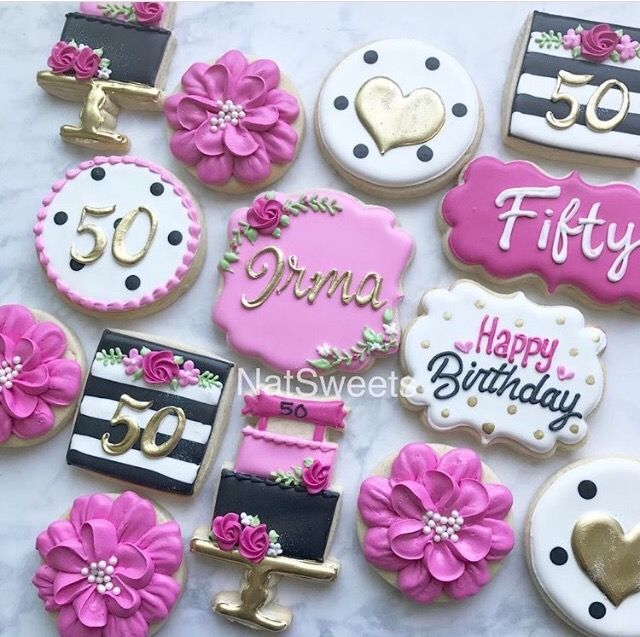 Festive Colorful Cookies with Intricate Floral Designs for Birthday Celebrations.