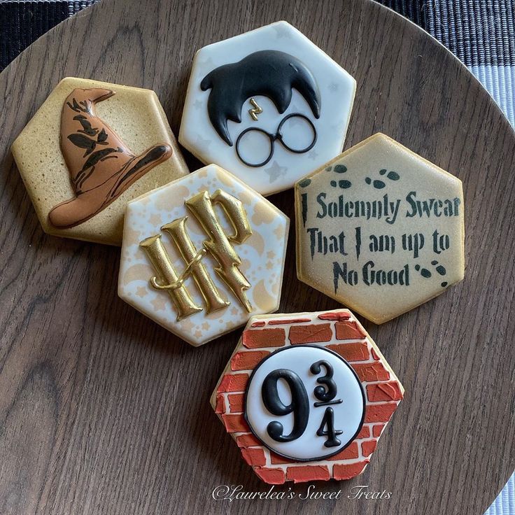 Magical Hexagonal Cookies with Whimsical Fantasy Designs for Themed Celebrations