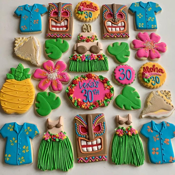 Vibrant Tropical-Themed Cookies Enhance Festive Celebrations with Playful Designs.