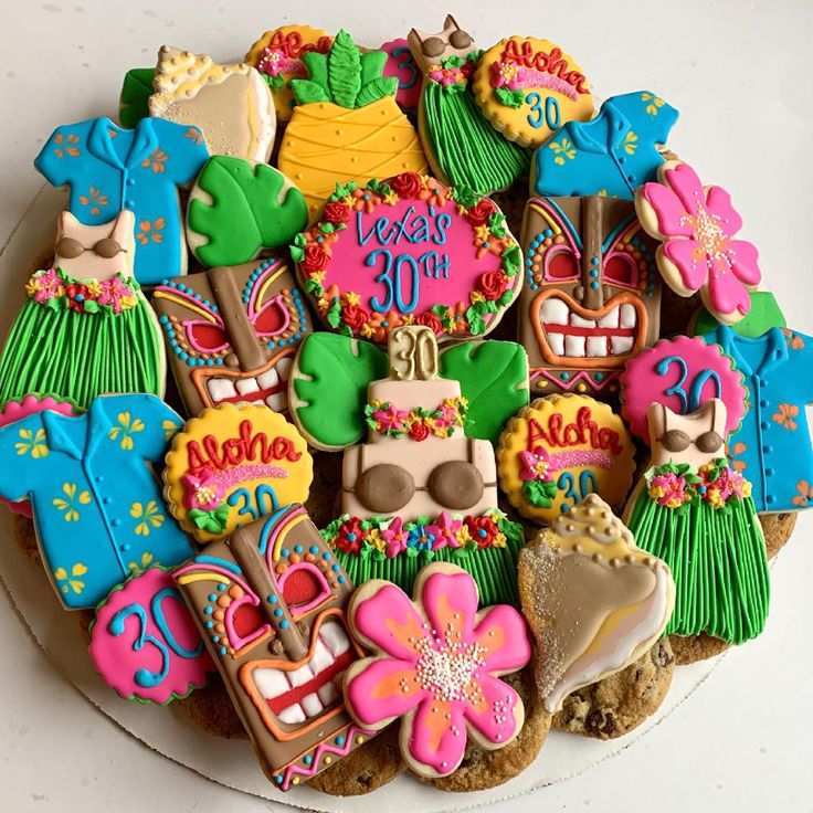 Vibrant Tropical-Themed Cookie Arrangement for Festive Celebrations.