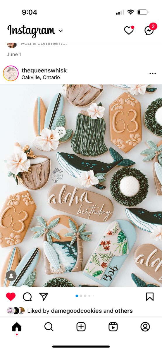 Vibrant Tropical Cookie Designs for Festive Birthday Celebrations.