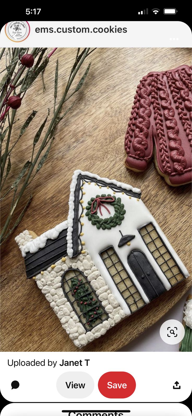 Charming Holiday House Cookie Design with Festive Icing and Decorations.