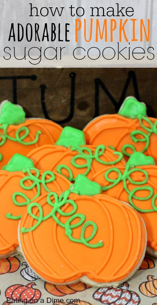 Festive Pumpkin-Shaped Sugar Cookies Adorned with Vibrant Icing and Whimsical Vines.