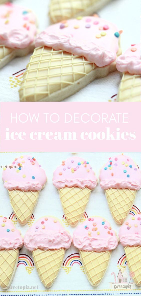 Cheerful Ice Cream Cone Cookies with Pastel Icing and Colorful Sprinkles