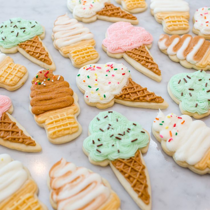 Delightful Colorful Ice Cream Cone Cookies with Whimsical Designs and Vibrant Sprinkles