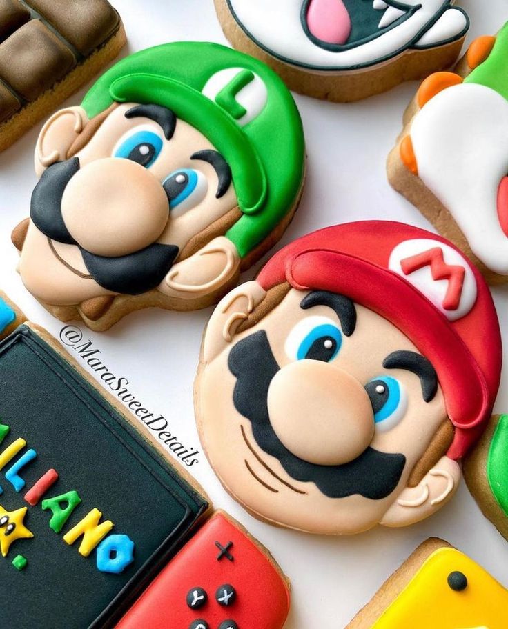 Vibrant Character-Shaped Video Game Cookies for Nostalgic Celebrations