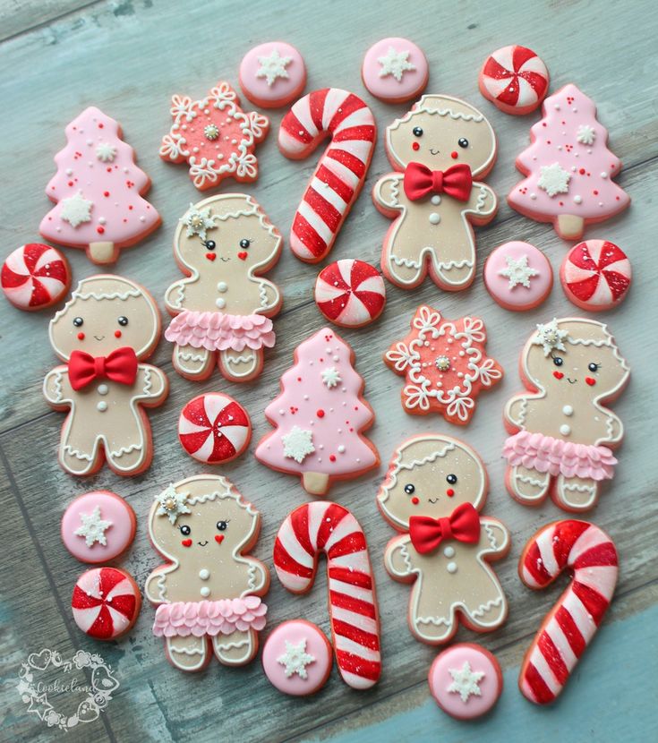 Whimsical Festive Gingerbread Cookie Arrangement with Charming Decorations.