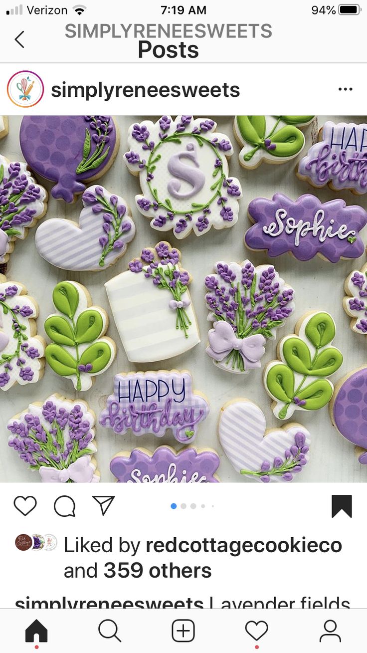 Lavender-Themed Decorative Cookies: Elegant, Floral, and Vibrantly Designed for Celebrations.