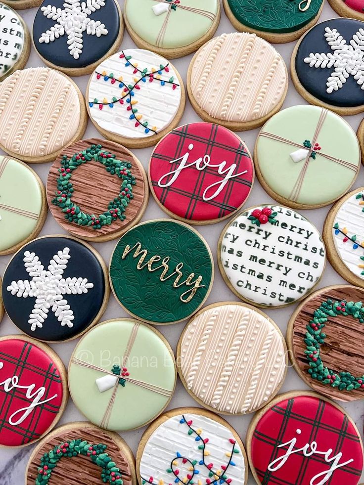 Vibrant Festive Cookie Designs with Intricate Holiday Patterns and Cheerful Decorations.