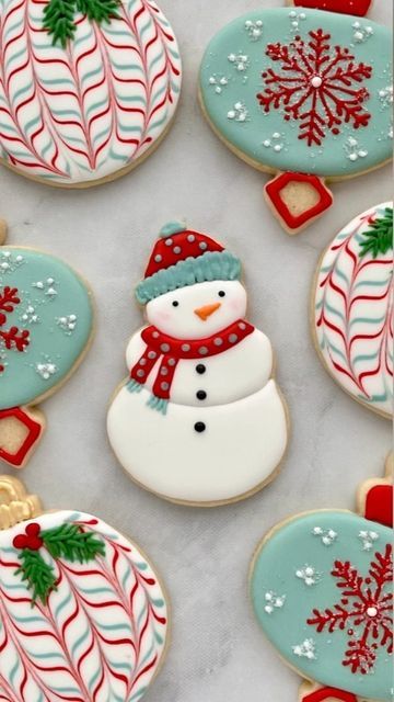 Festive Cookie Assortment with Cheerful Snowman and Whimsical Holiday Designs.