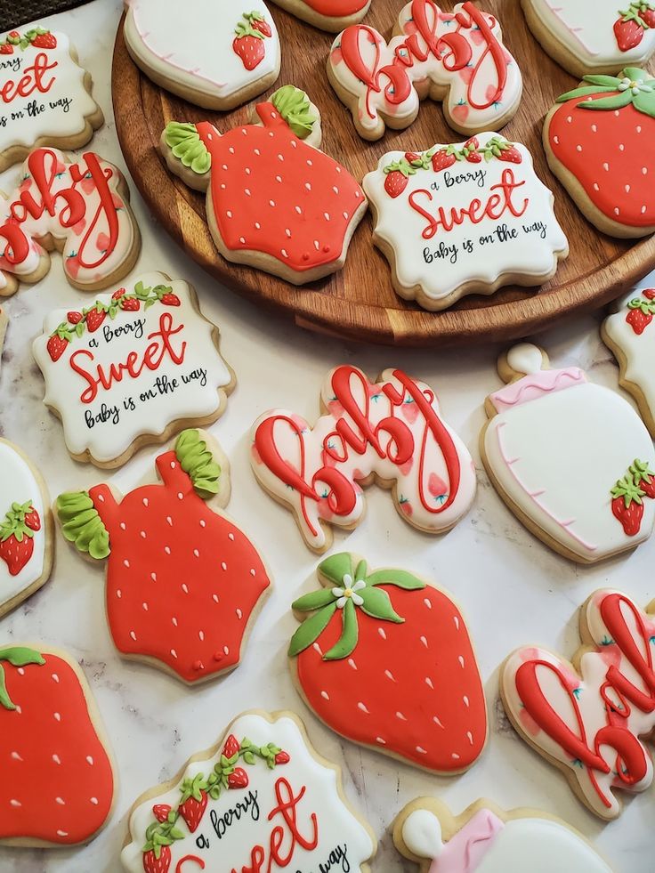 Vibrant Strawberry Cookies: Unique Designs for Joyful Celebrations.