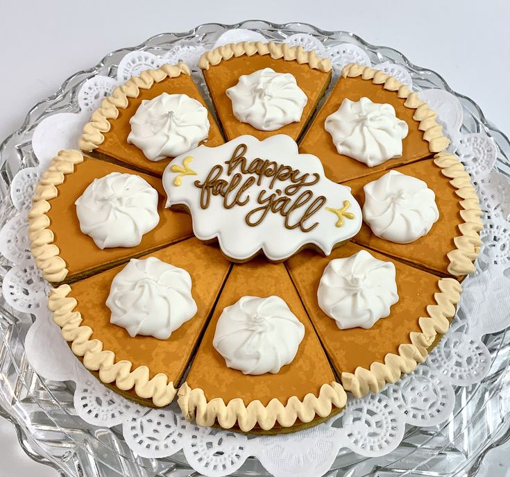 Festive Pumpkin Pie-Inspired Dessert Platter with Whipped Cream and Seasonal Cookie Centerpiece.