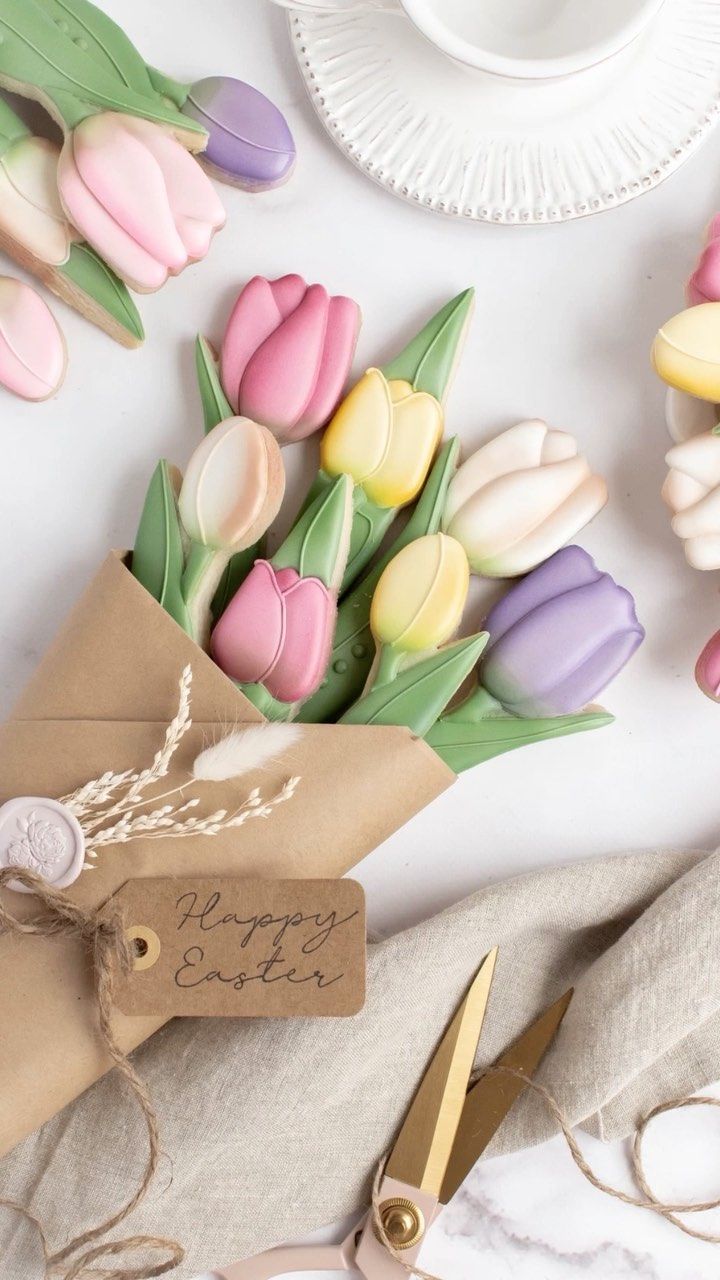 Pastel Tulip Bouquet: A Cheerful Rustic Spring Arrangement.