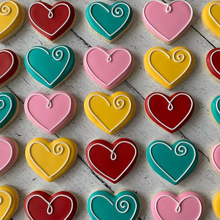 Vibrant Heart-Shaped Cookies Inspire Cheerful Nail Art Design