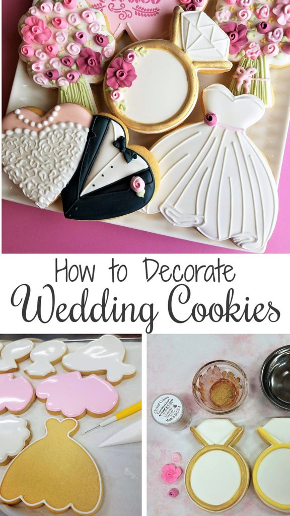 Charming Decorative Wedding Cookies with Elegant Designs and Romantic Floral Elements