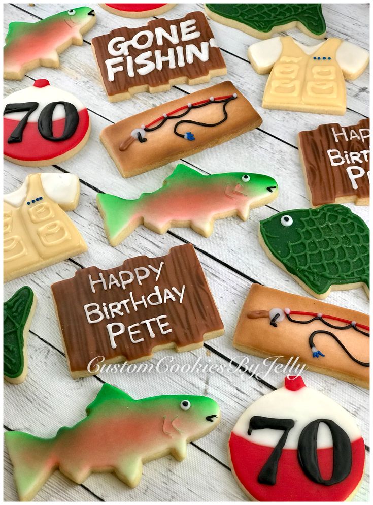 Whimsical Fishing-Themed Cookie Designs for Celebrations.