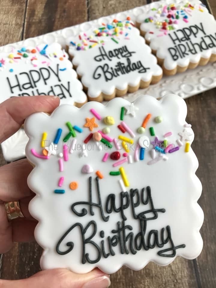 Playful and Elegant Birthday Cookies with Handwritten Messages.