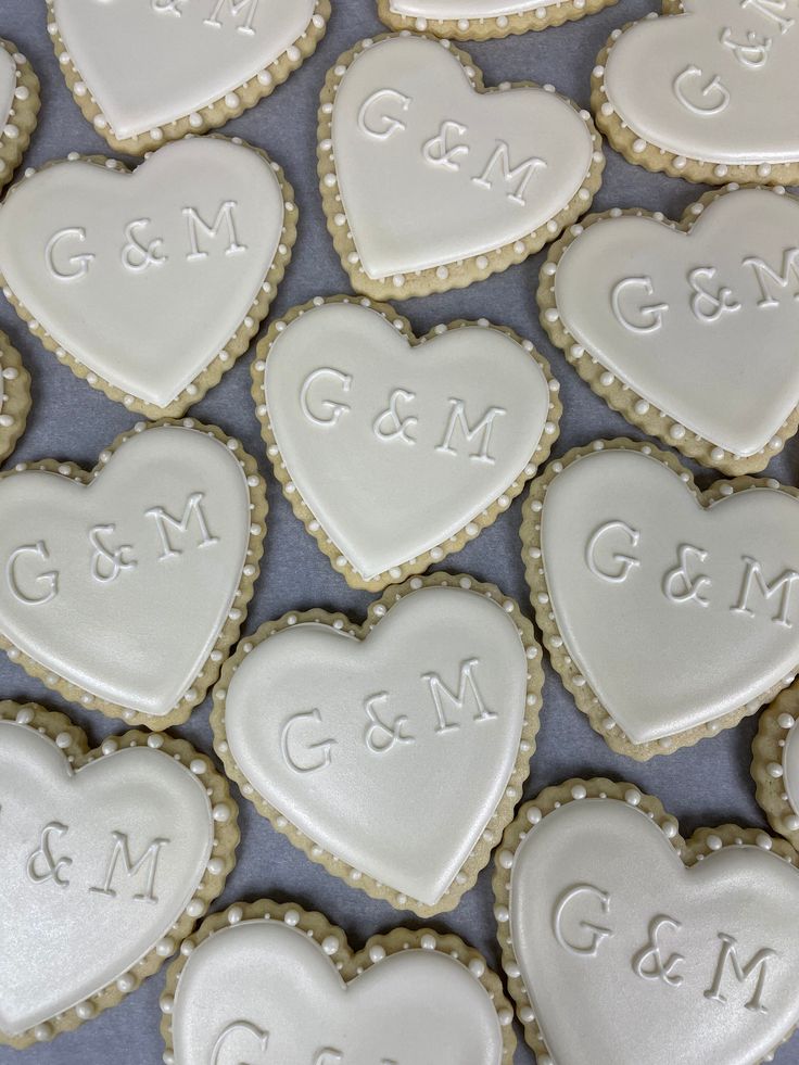 Elegant Heart-Shaped Cookies with Pearlescent Icing: Perfect for Romantic Occasions