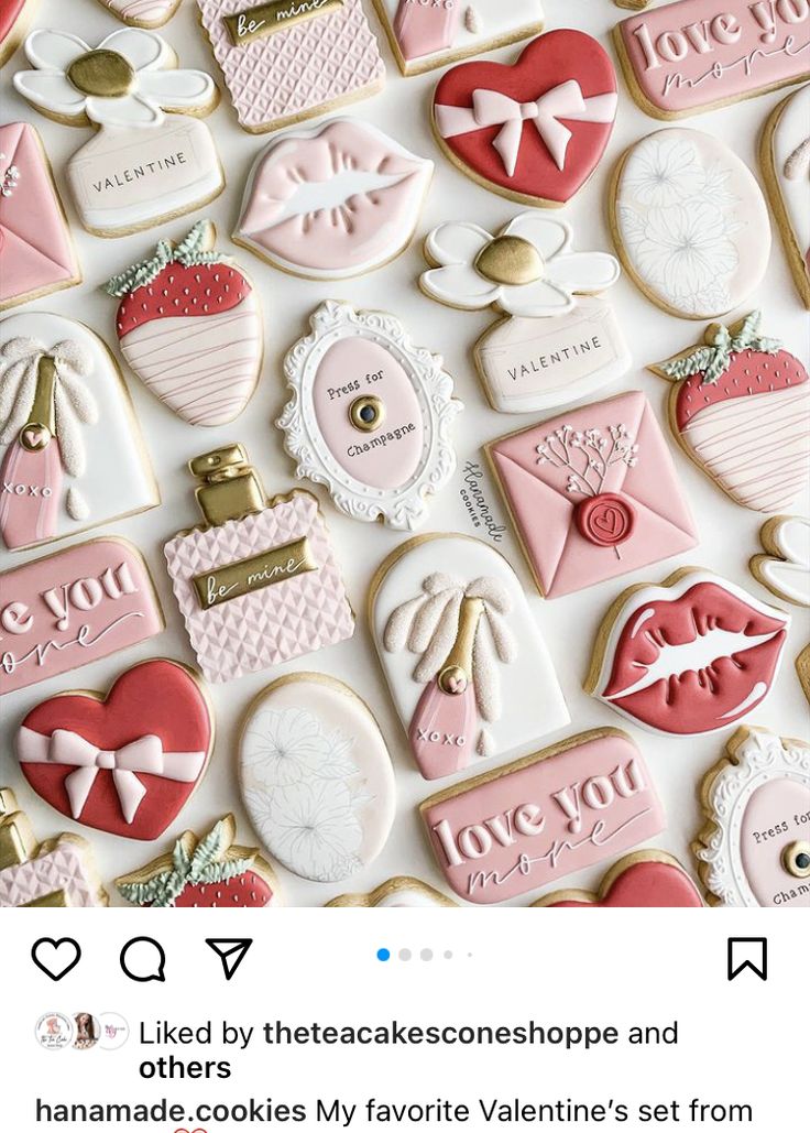 Intricate Valentine's Day Cookies: A Delightful Blend of Love-themed Designs and Pastel Elegance.