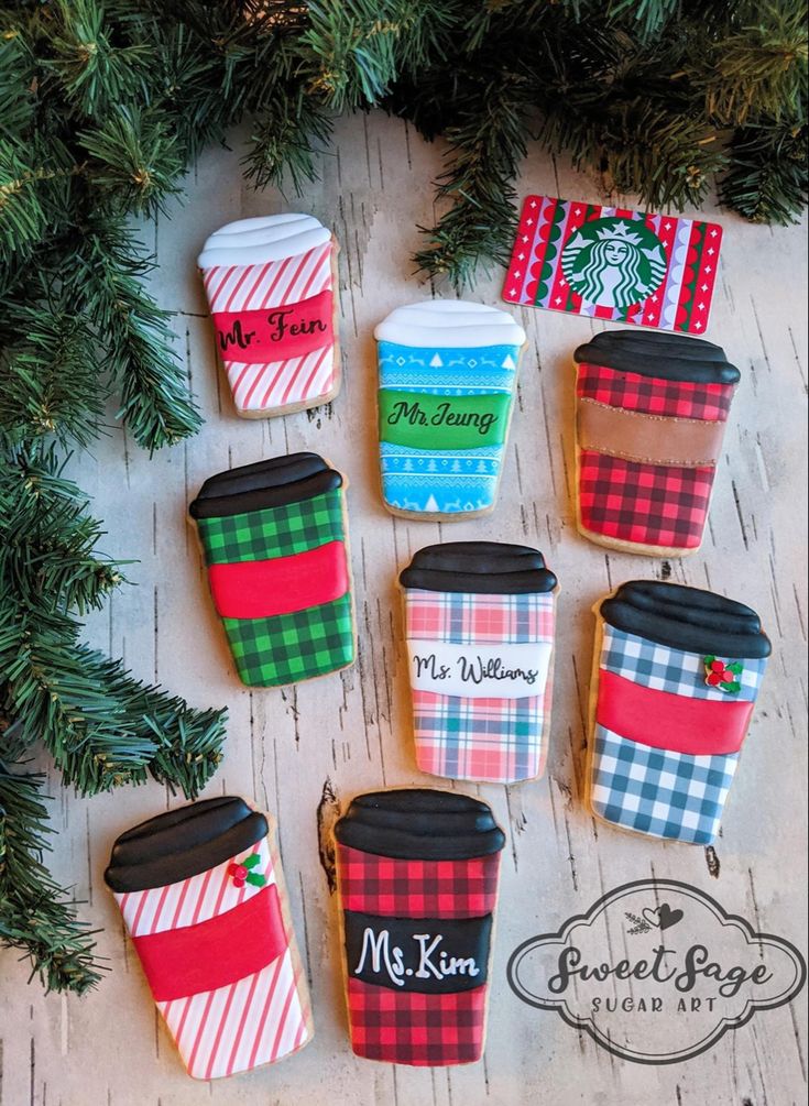 Whimsical Coffee Cup Cookies: Festively Crafted Treats for the Holiday Season.