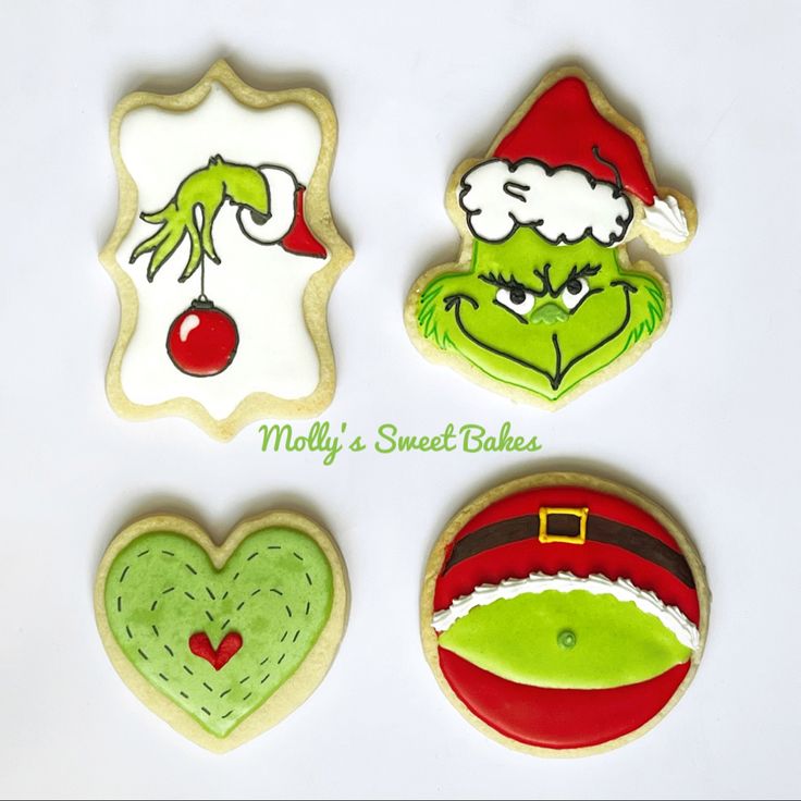 Whimsical Grinch-Themed Festive Cookie Designs for Holiday Celebrations.