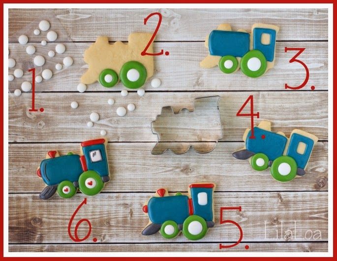 Adorable Train-Shaped Cookie Designs: Colorful, Icy Treats for Fun Events.