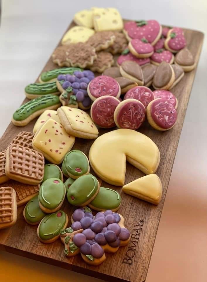 Vibrant Food-Shaped Cookie Platter: A Creative Dessert Centerpiece.