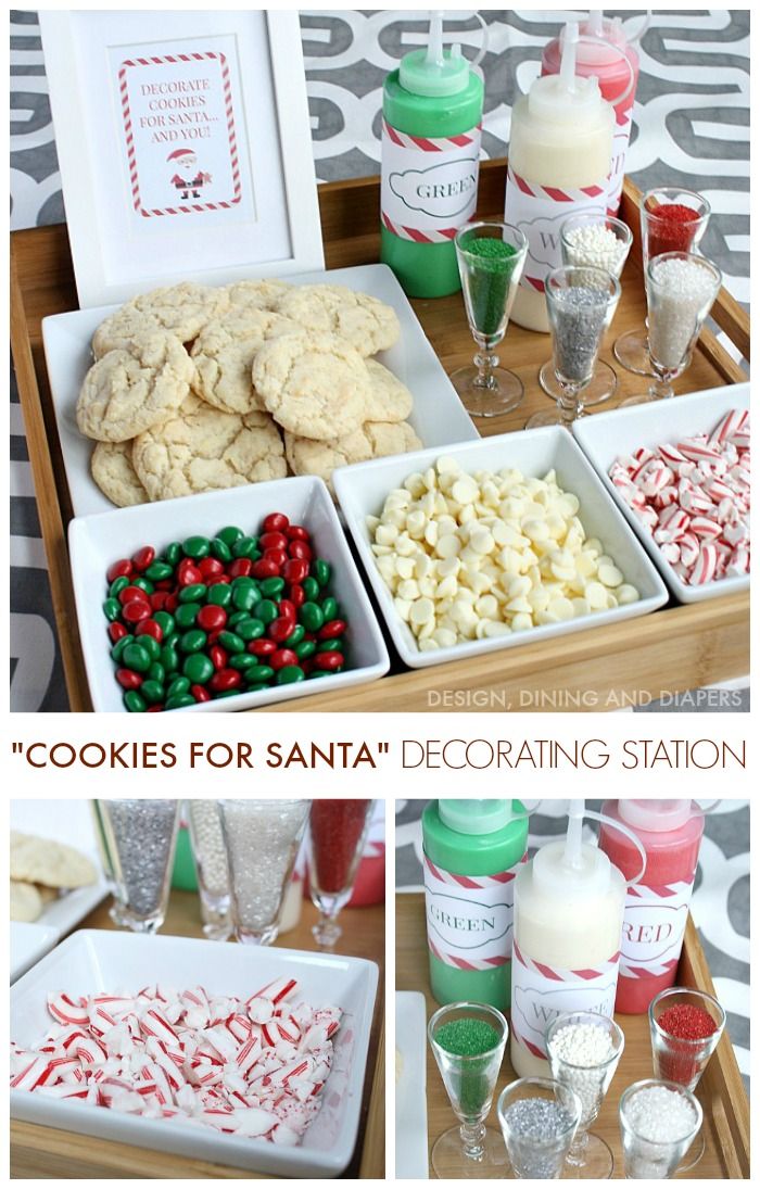 Festive Holiday Cookie Decorating Station with Colorful Toppings and Icing.