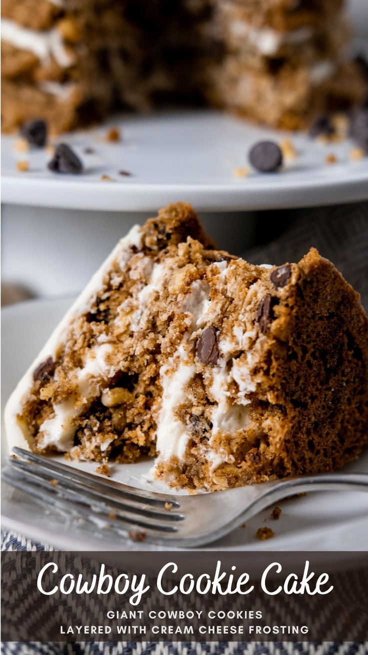 Irresistible Cowboy Cookie Cake: Chewy Layers with Cream Cheese Frosting for Perfect Sharing.