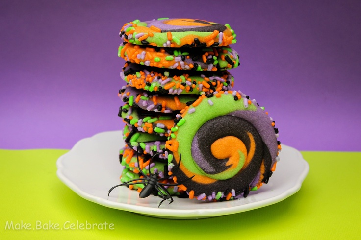 Festive Halloween Cookies with Colorful Sprinkles and Spooky Spider Accents