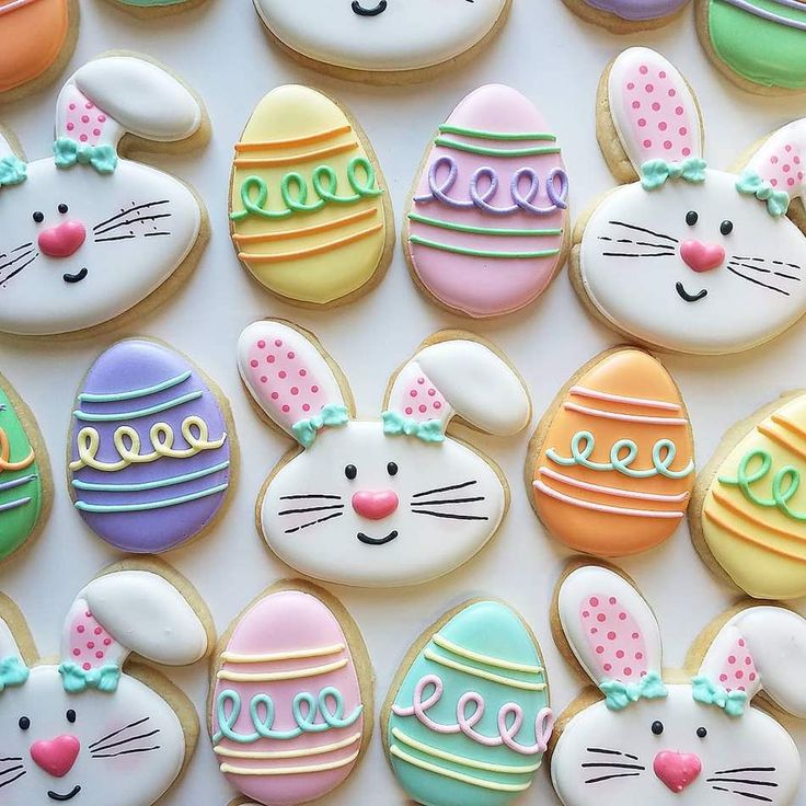 Playful Pastel Bunny and Egg Cookies Perfect for Festive Celebrations.