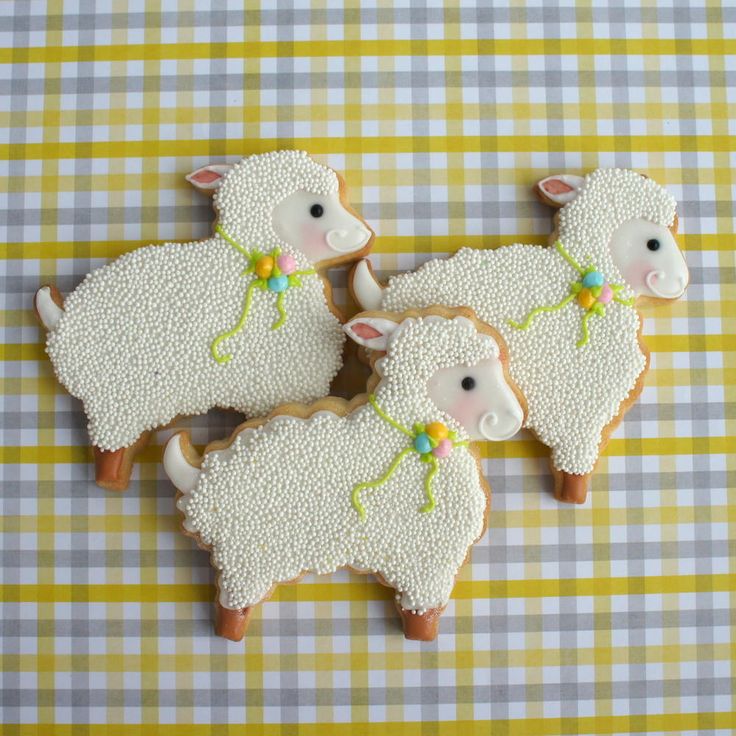 Whimsical Sheep Cookies Adorned with Icing and Colorful Candies